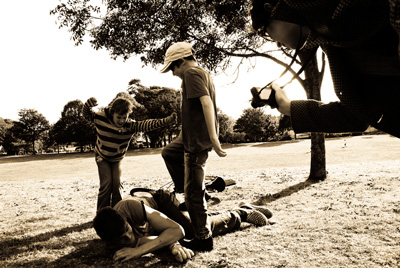 48hr_Branchage-Occupied-BTS-6 Emma filming James getting a beating. Off some kids.